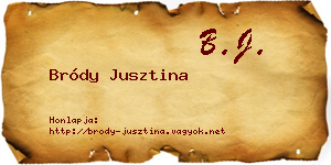 Bródy Jusztina névjegykártya
